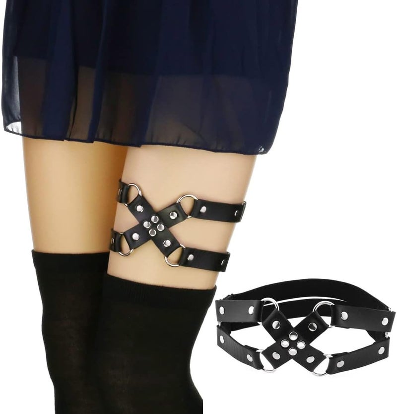Ximerinf Women Adjustable Elastice Leather Leg Garter Belt Thigh Ring Garter - Image 2